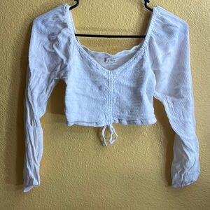 S White Aeropostale Long Sleeve Crop Top